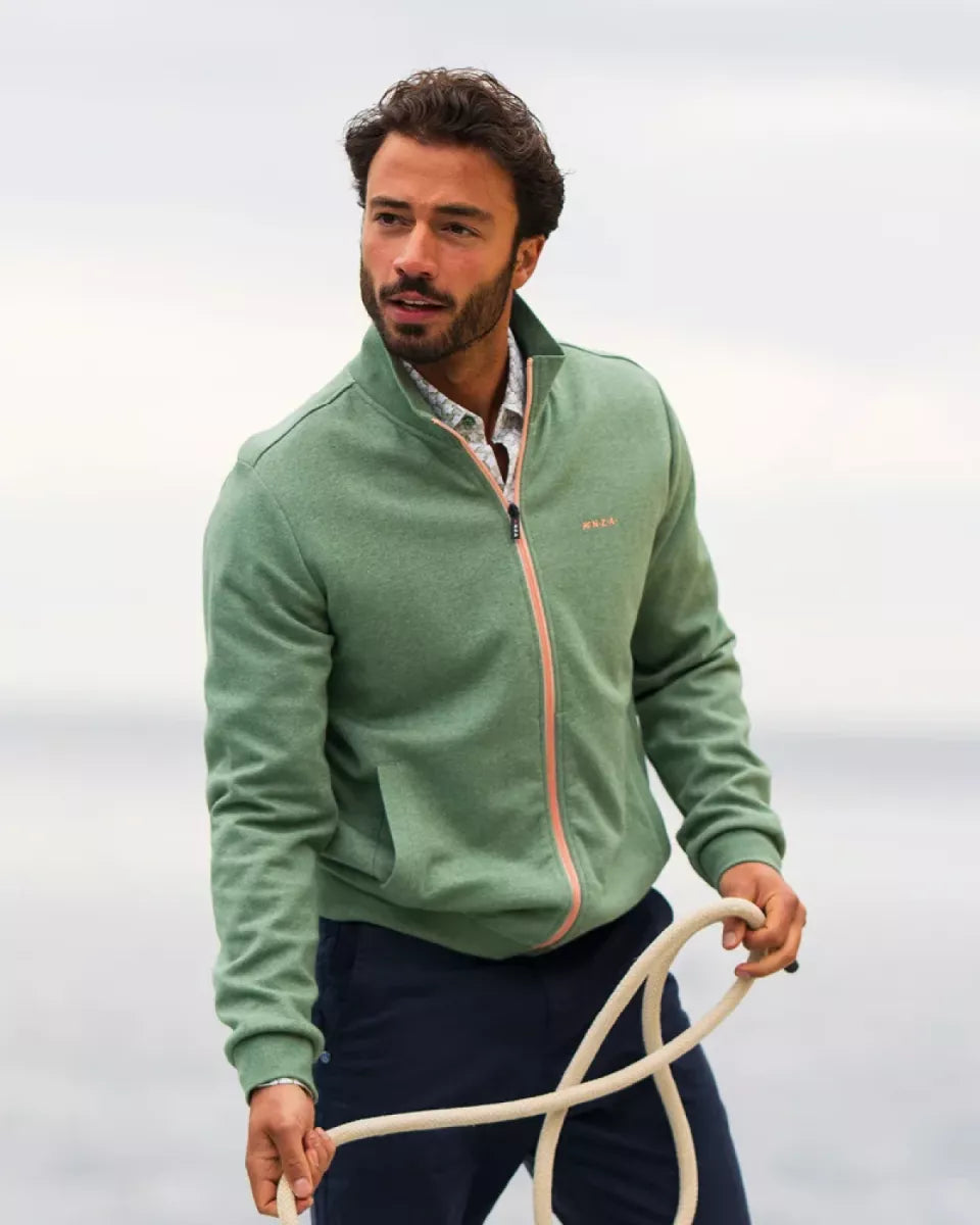 NEW ZEALAND AUCKLAND Sweat Cardigan - Light Sage Melange