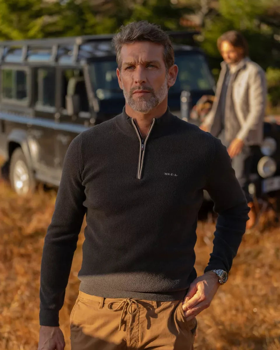 NEW ZEALAND AUCKLAND Pullover Half Zip - Brown