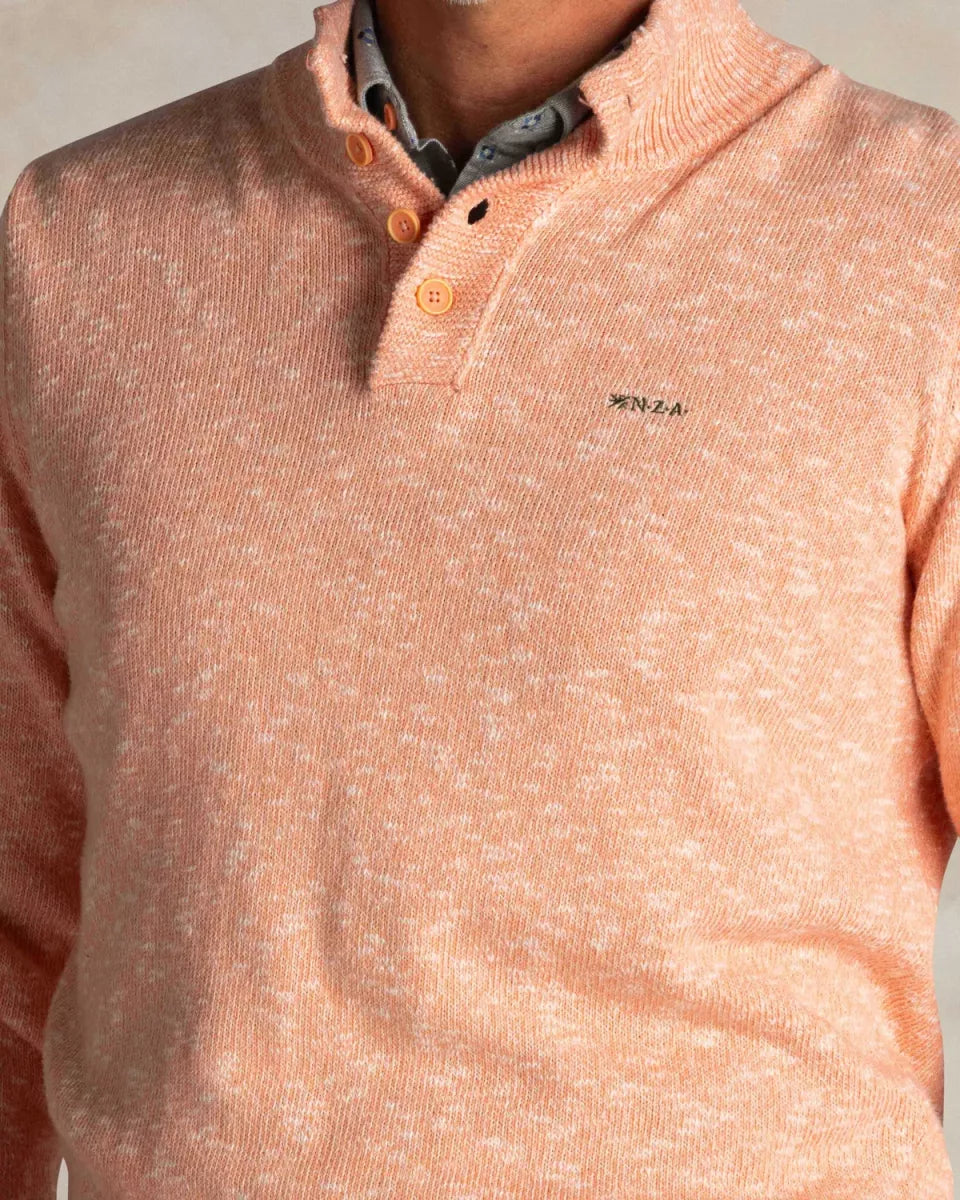 NEW ZEALAND AUCKLAND Pullover Button Collar - Spring Orange