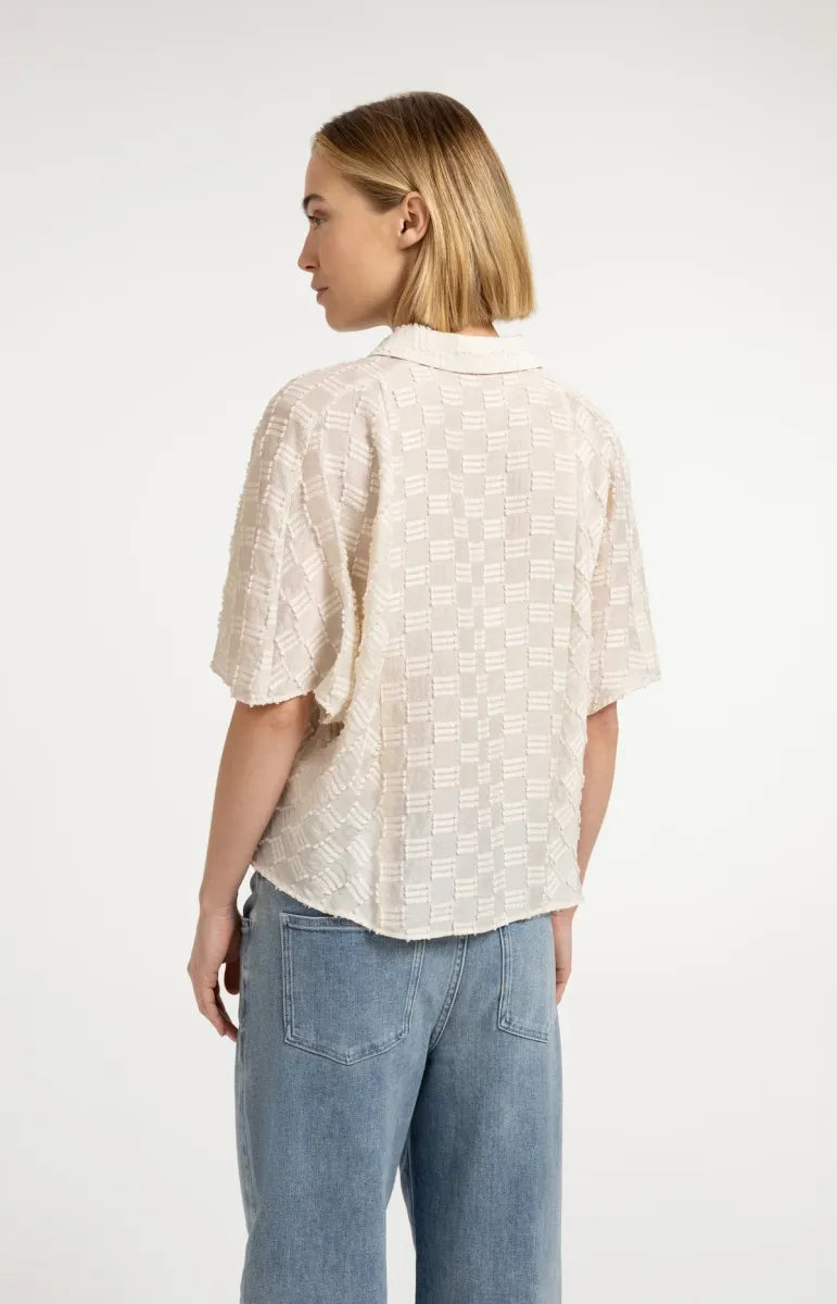 YAYA Jacquard Blouse Korte Mouwen
