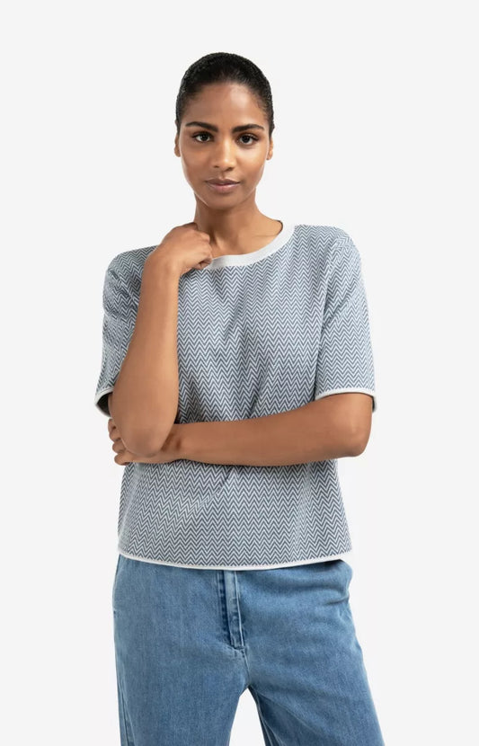 YAYA Jacquard Knitted T-Shirt