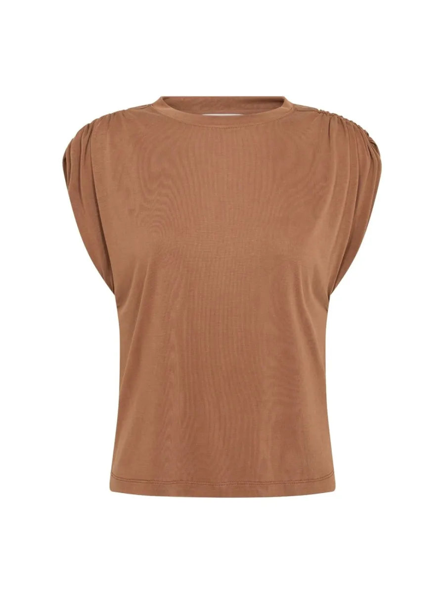 CO' COUTURE Camilla Ruched Shoulder Tee