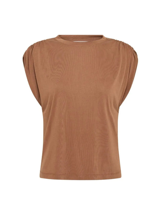CO' COUTURE Camilla Ruched Shoulder Tee