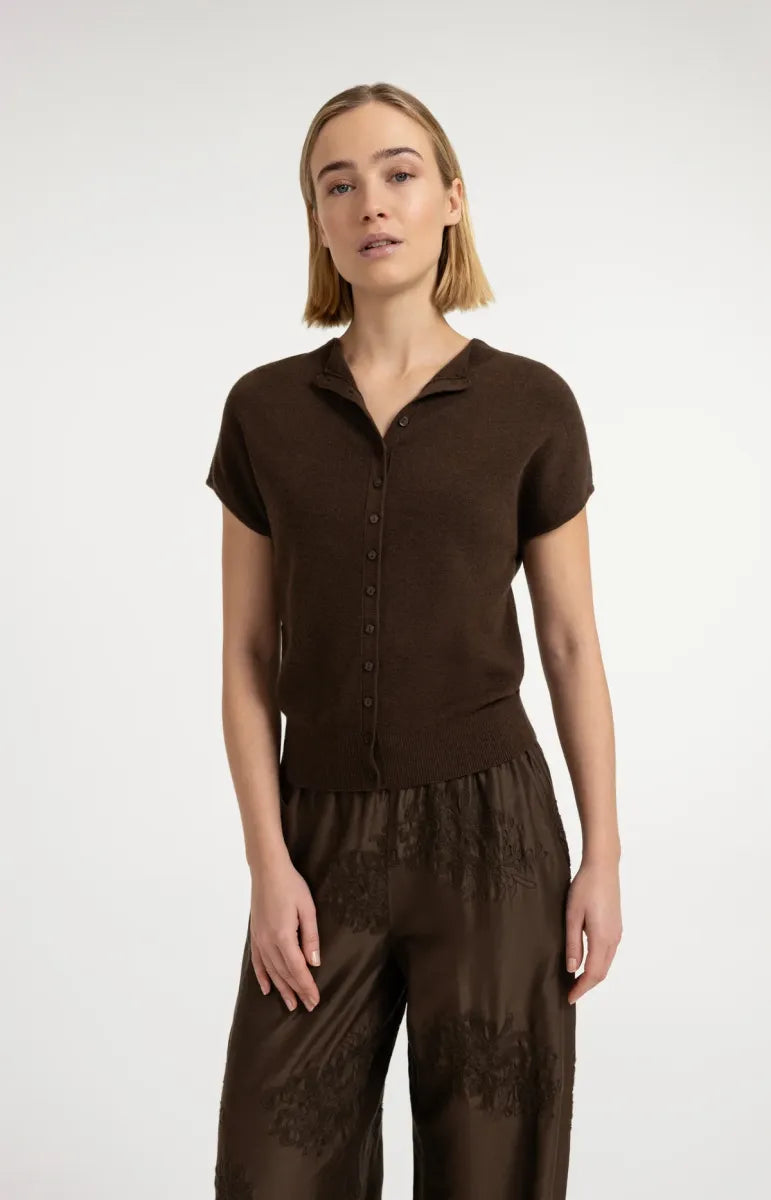 YAYA Vest Met Korte Mouwen - Slate Black Brown Melange