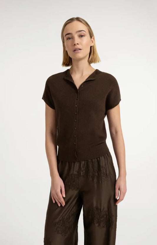 YAYA Vest Met Korte Mouwen - Slate Black Brown Melange