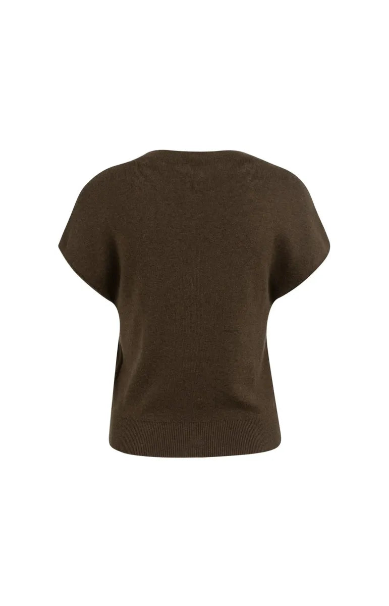 YAYA Vest Met Korte Mouwen - Slate Black Brown Melange