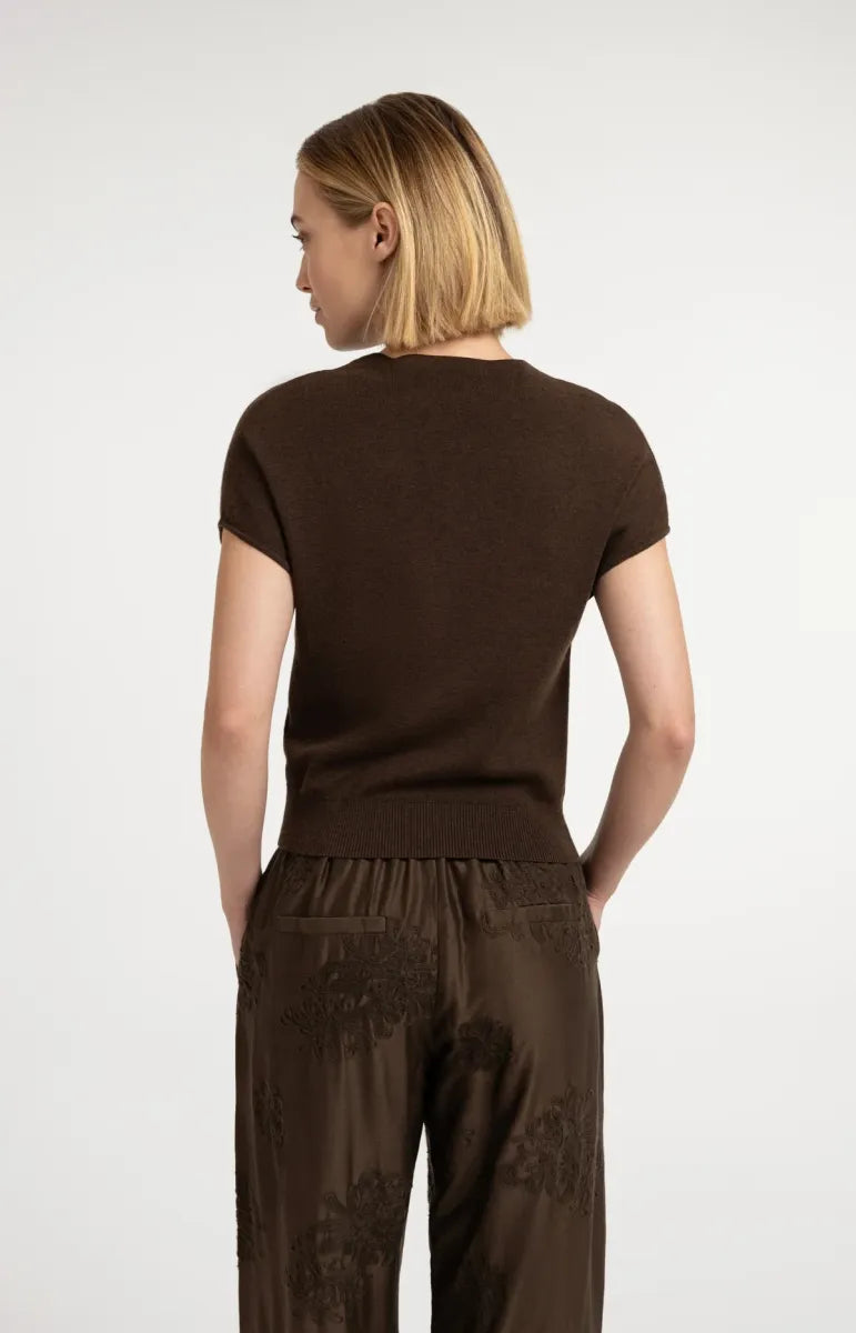 YAYA Vest Met Korte Mouwen - Slate Black Brown Melange