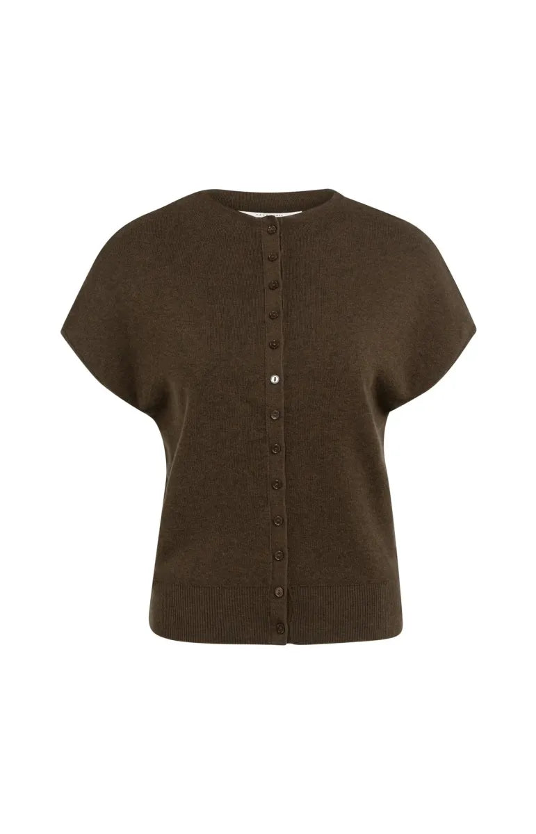 YAYA Vest Met Korte Mouwen - Slate Black Brown Melange