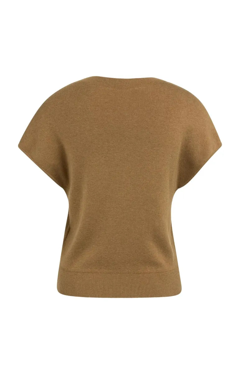 YAYA Vest Met Korte Mouwen - Foxtrot Brown Melange