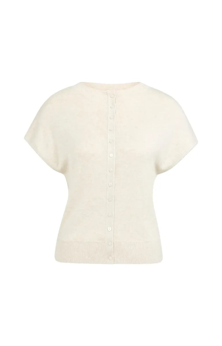 YAYA Vest Met Korte Mouwen - Beige Melange