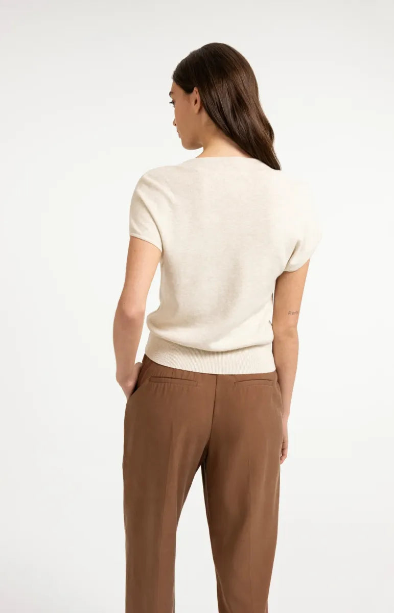 YAYA Vest Met Korte Mouwen - Beige Melange