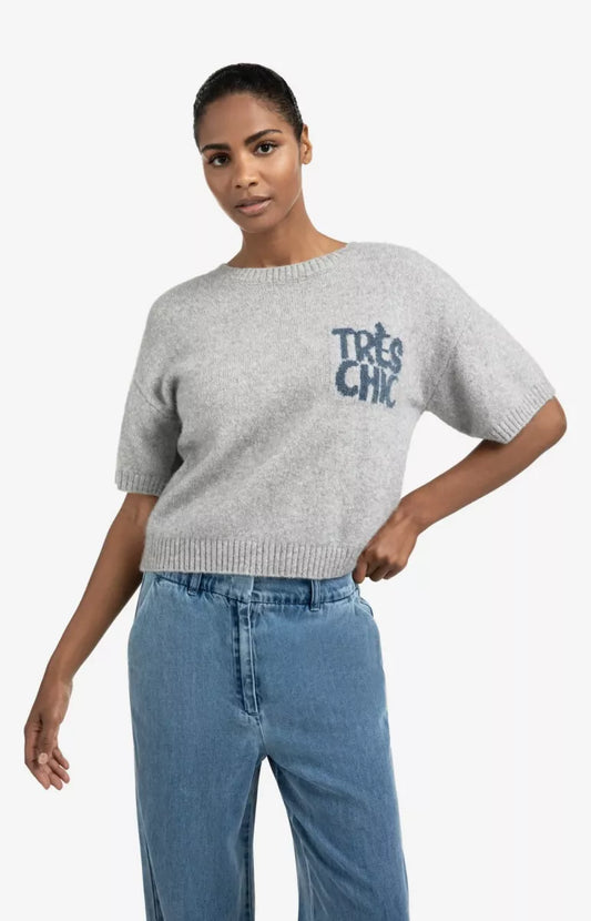 YAYA Sweater met Artwork - Grijs