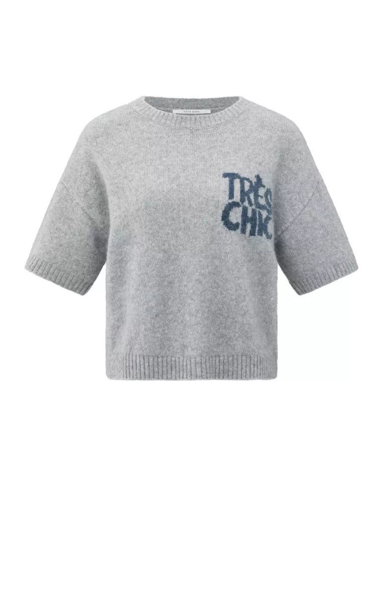 YAYA Sweater met Artwork - Grijs