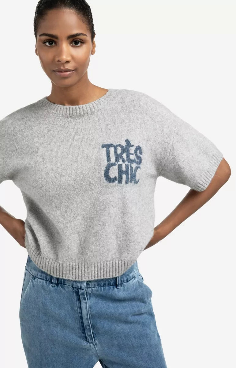 YAYA Sweater met Artwork - Grijs