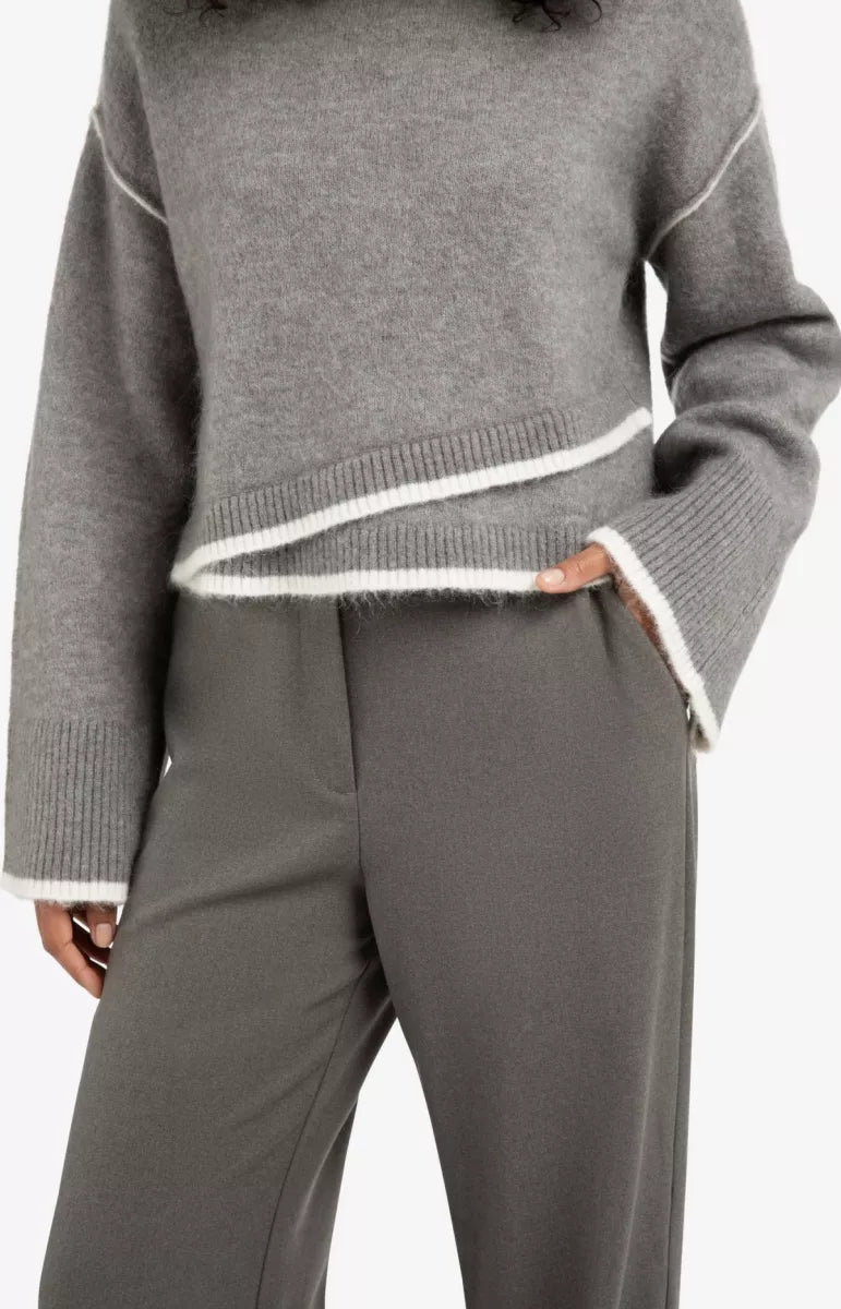 YAYA Contrast Lines Sweater