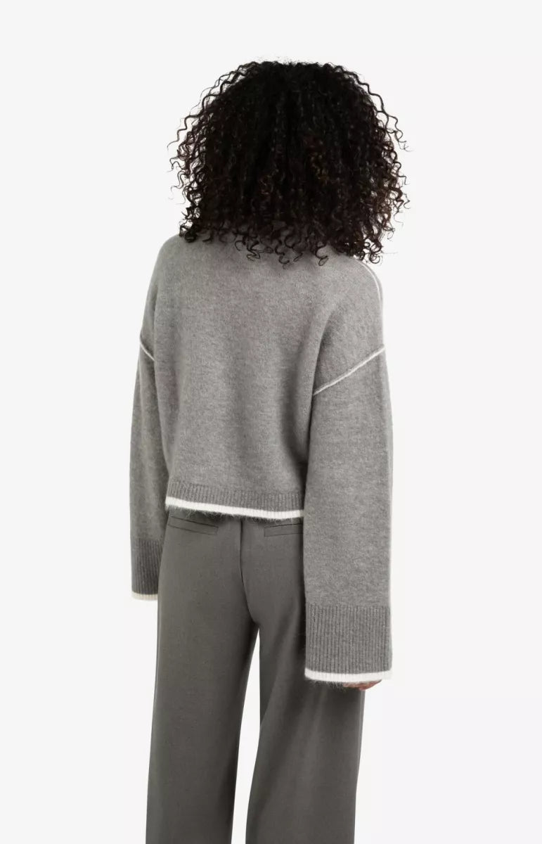 YAYA Contrast Lines Sweater