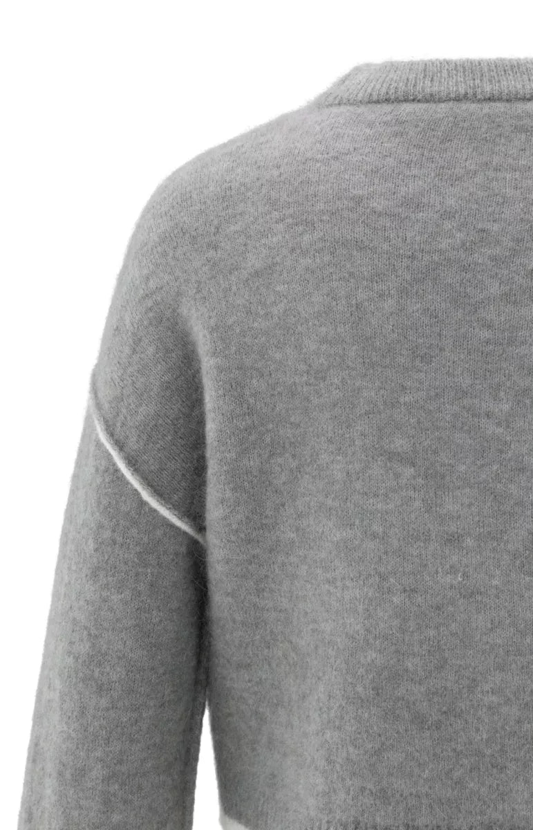 YAYA Contrast Lines Sweater