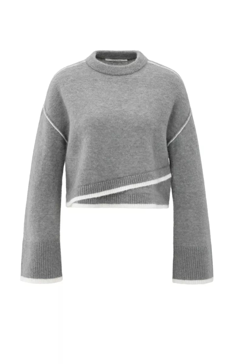 YAYA Contrast Lines Sweater
