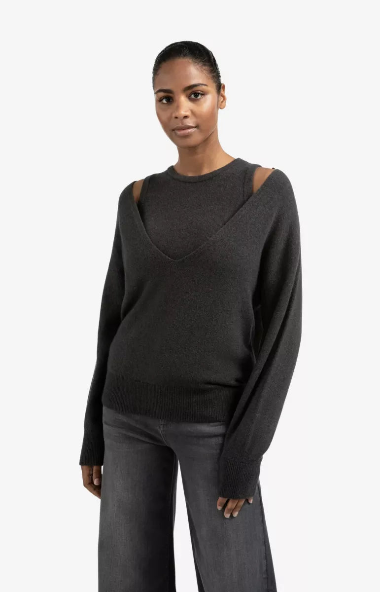 YAYA Deep V-Neck Sweater