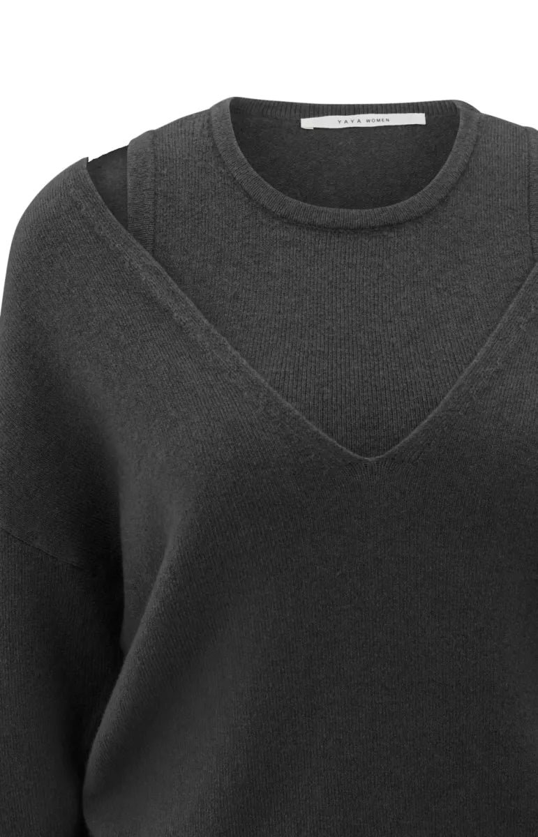 YAYA Deep V-Neck Sweater