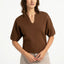 YAYA Gebreide Bomberkraag Top - Bison Brown