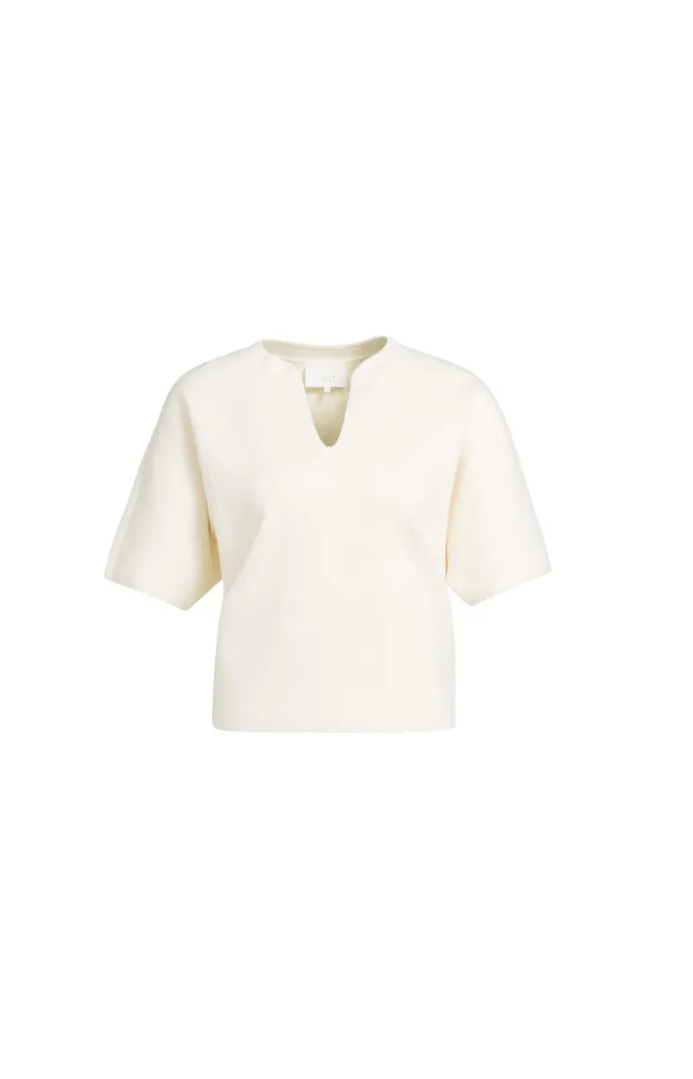 YAYA Gebreide Bomberkraag Top - Off White