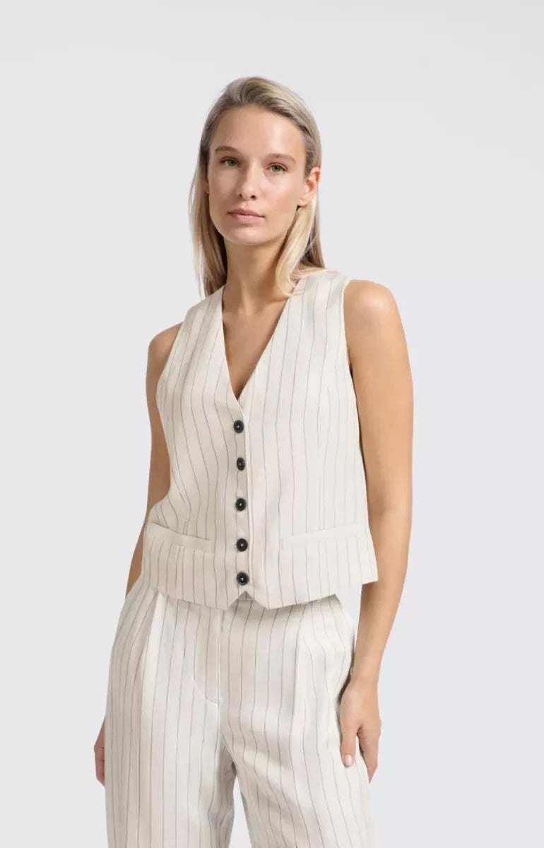 YAYA Pinstripe Gilet - Zand
