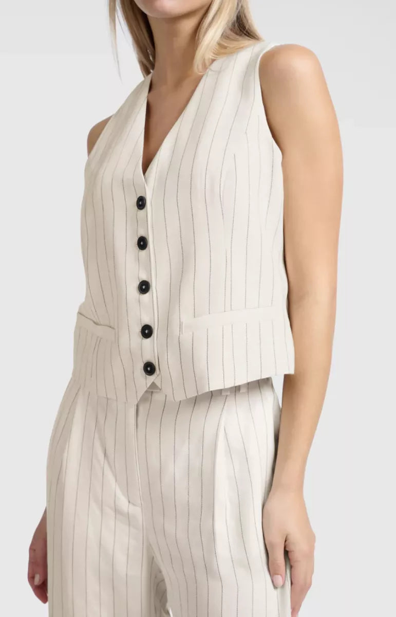 YAYA Pinstripe Gilet - Zand