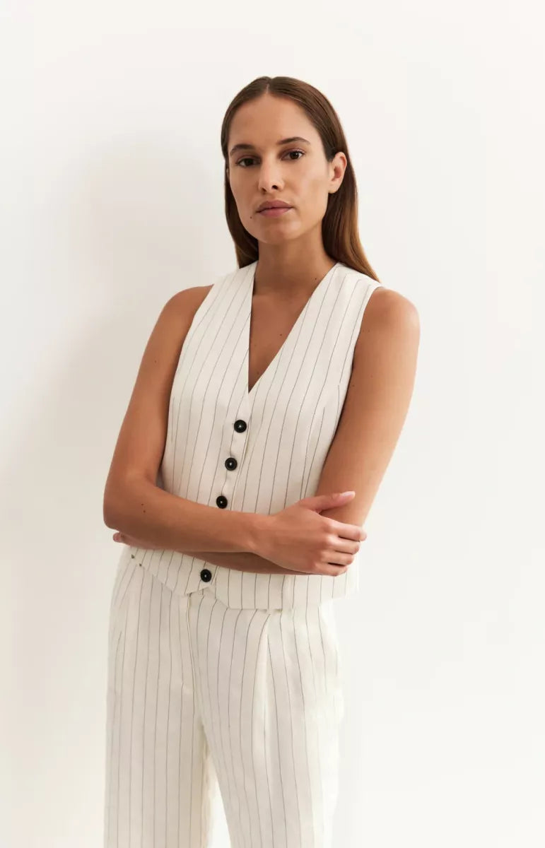 YAYA Pinstripe Gilet - Zand
