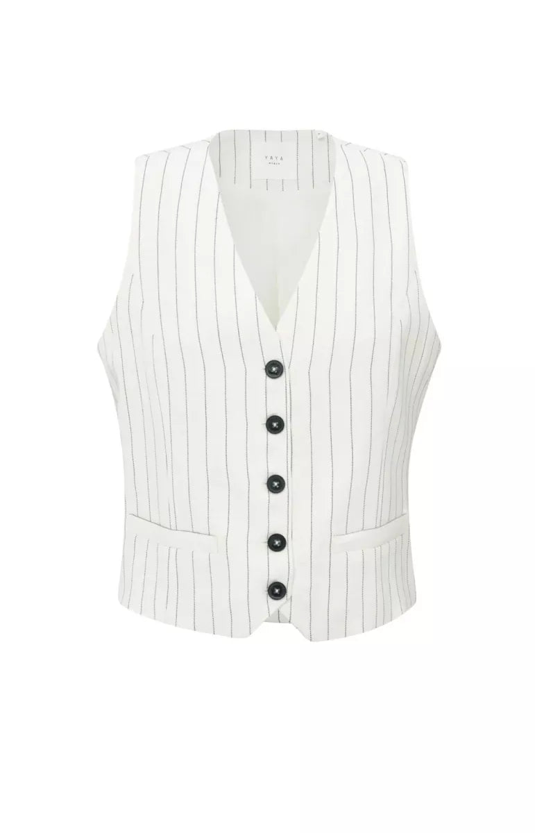 YAYA Pinstripe Gilet - Zand