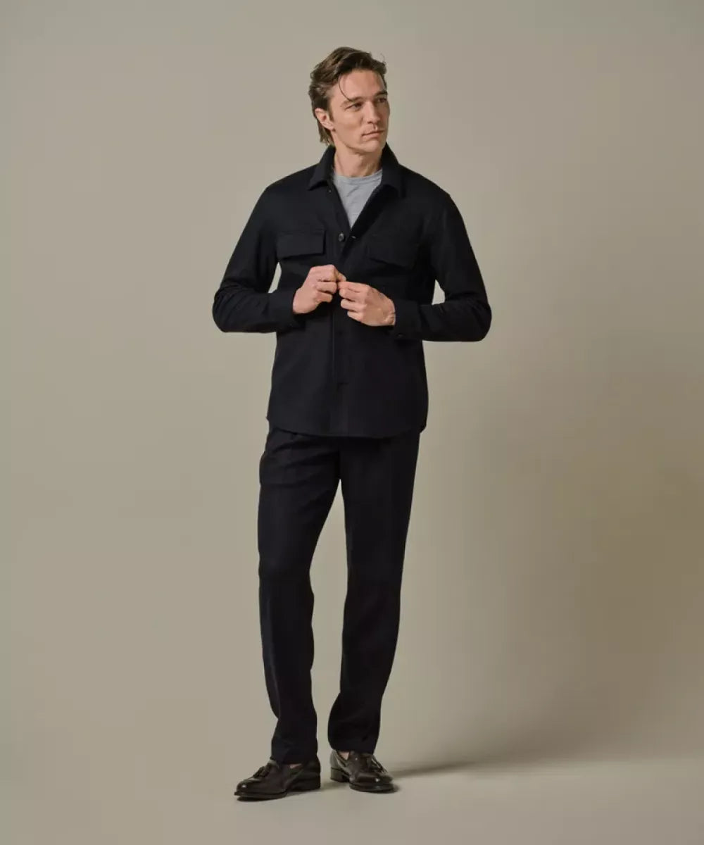 PROFUOMO Navy Wol Knitted Overshirt - Navy