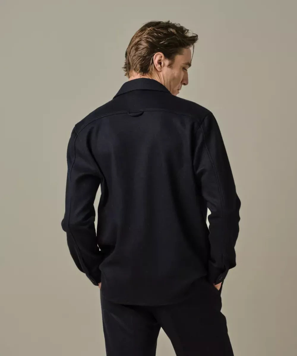 PROFUOMO Navy Wol Knitted Overshirt - Navy