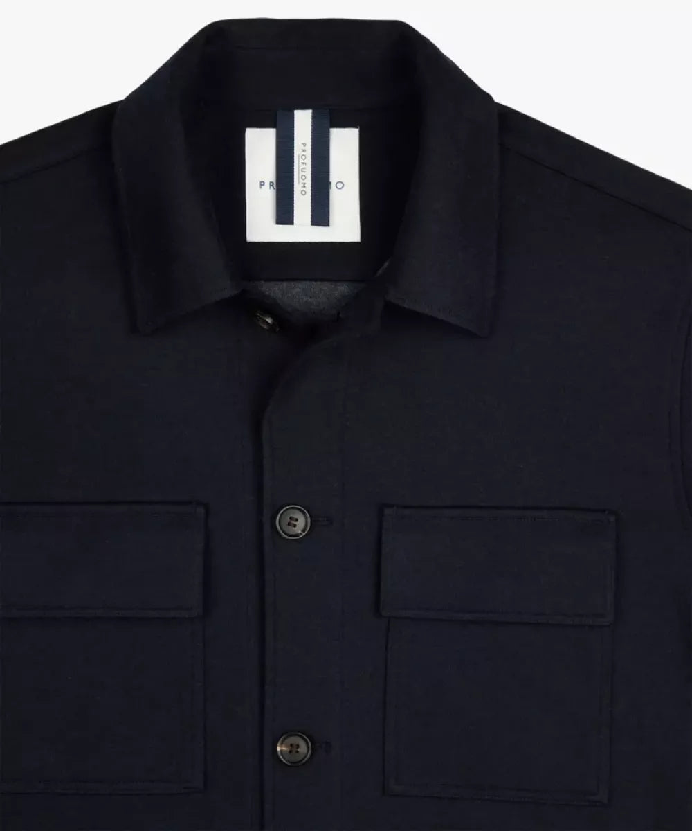 PROFUOMO Navy Wol Knitted Overshirt - Navy