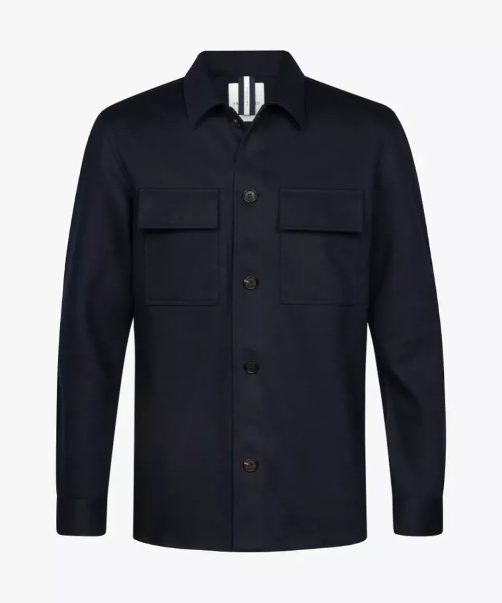 PROFUOMO Navy Wol Knitted Overshirt - Navy