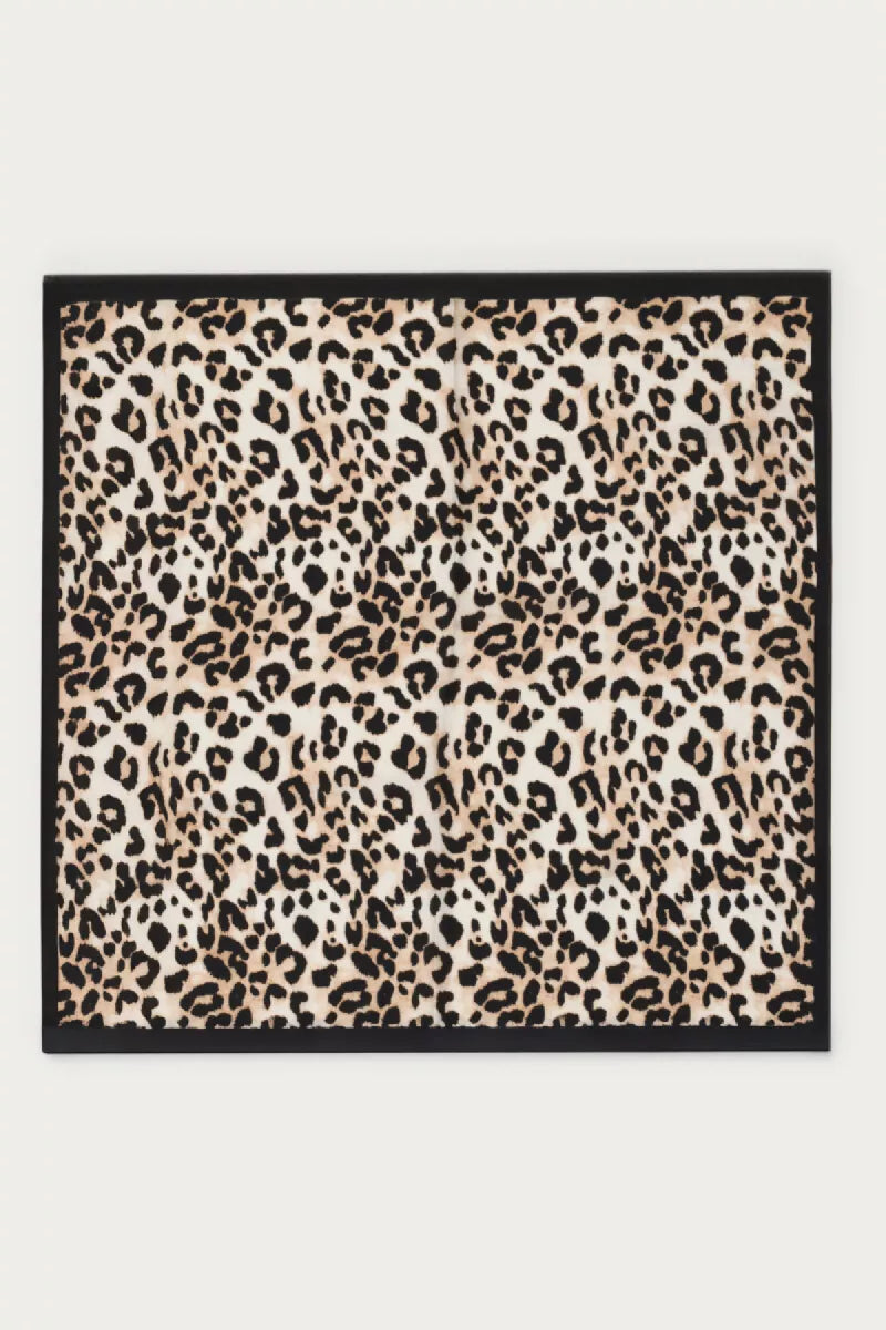 MY JEWELLERY Black Satin Scarf Leopard Print