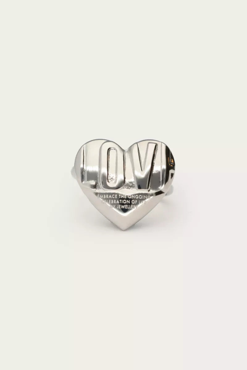 MY JEWELLERY Bold Ring With Love Heart - Zilver