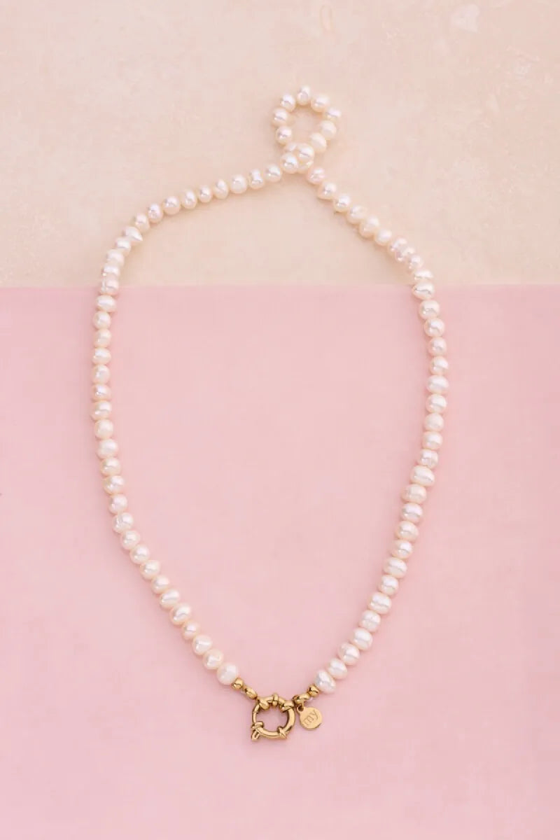 MY JEWELLERY Ketting Slotje & Zoetwaterparels - Goud