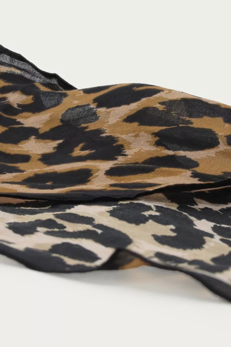 MY JEWELLERY Leopard Print Scarf Black Edge
