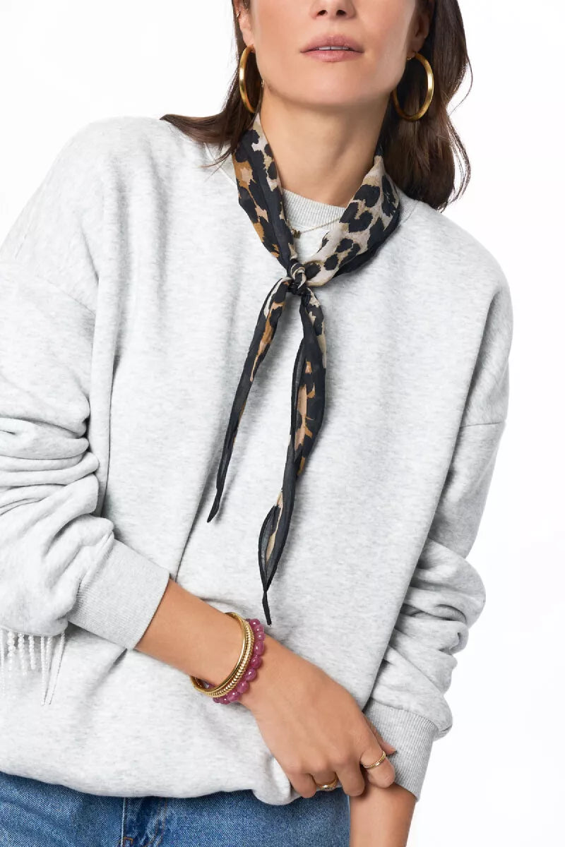 MY JEWELLERY Leopard Print Scarf Black Edge