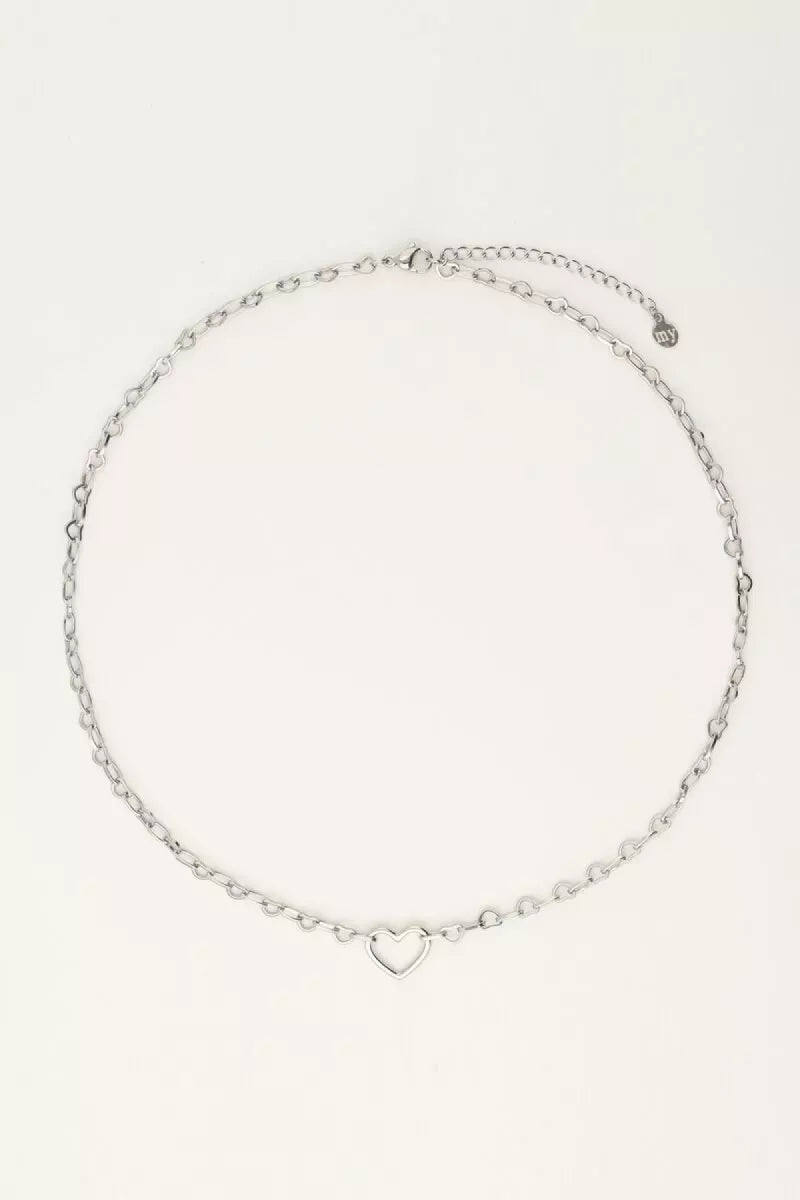 MY JEWELLERY Schakelketting Met Hart Bedel - Zilver
