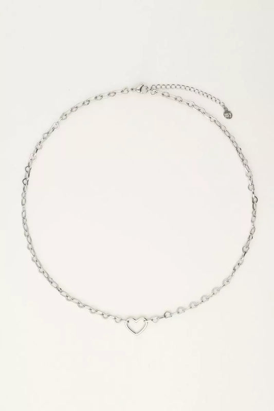 MY JEWELLERY Schakelketting Met Hart Bedel - Zilver