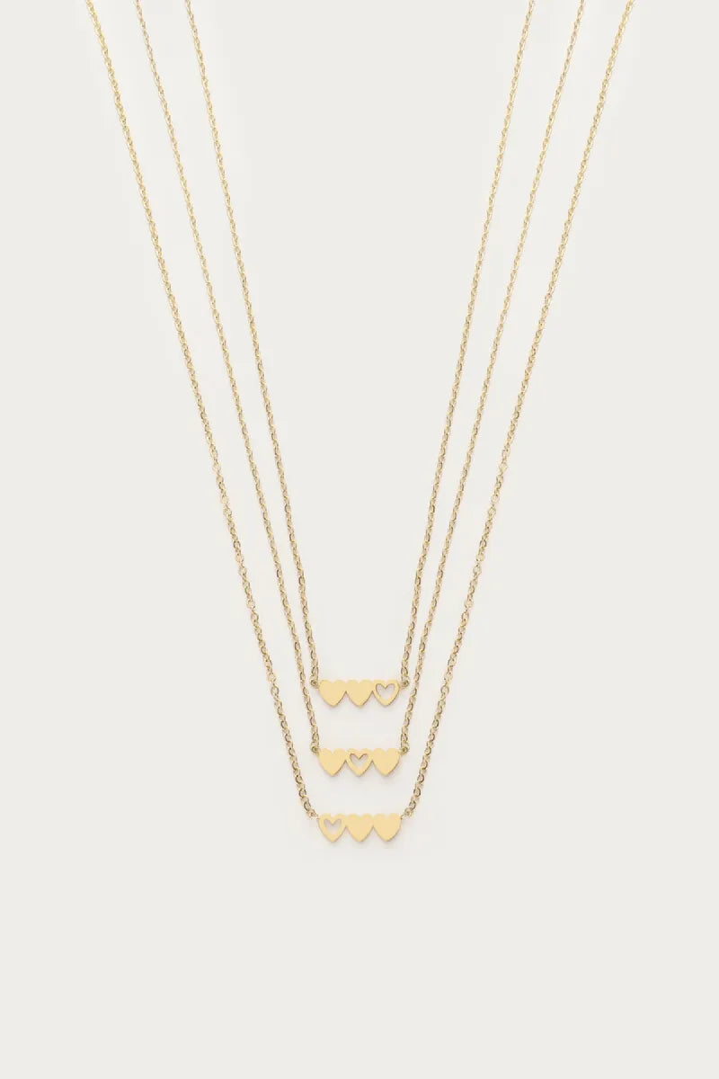 MY JEWELLERY Ketting Set Drie Hartjes - Goud
