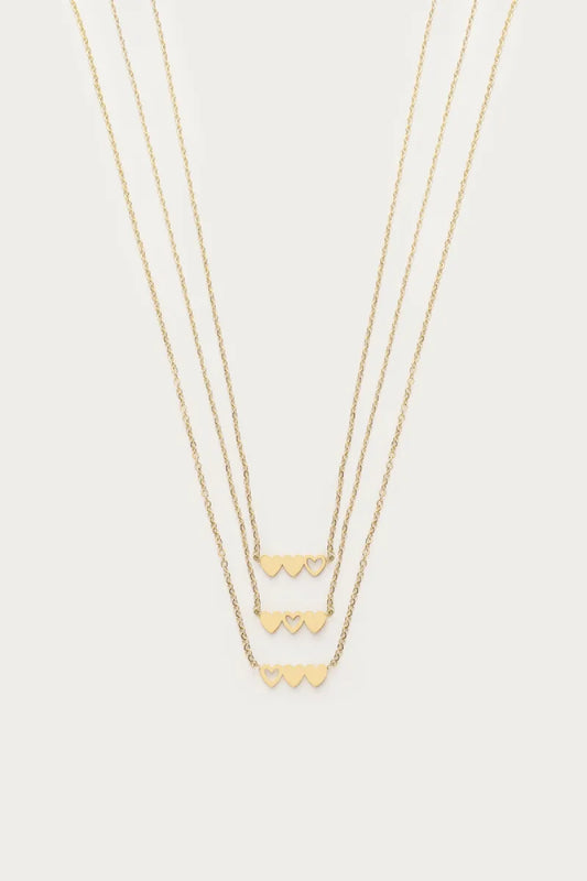 MY JEWELLERY Ketting Set Drie Hartjes - Goud