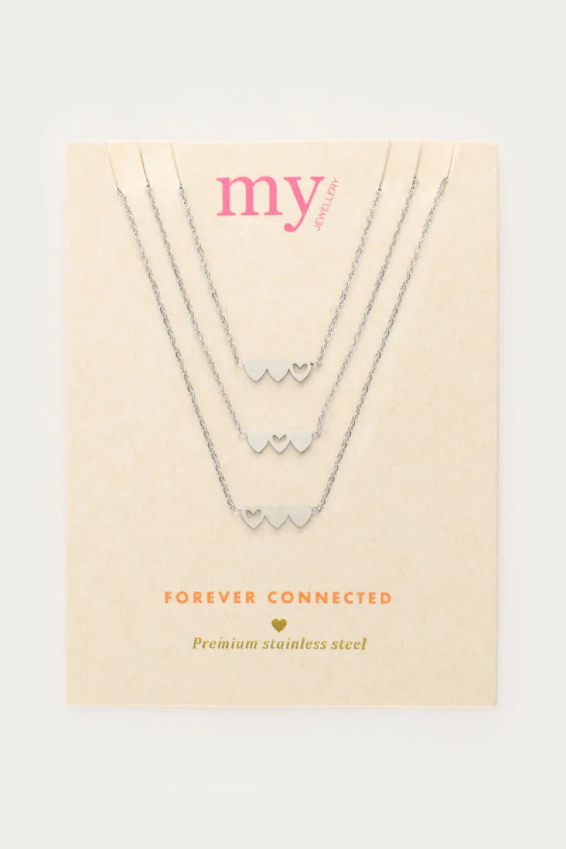 MY JEWELLERY Ketting Set Drie Hartjes - Zilver