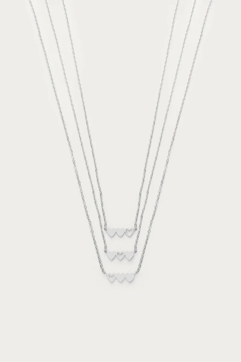 MY JEWELLERY Ketting Set Drie Hartjes - Zilver