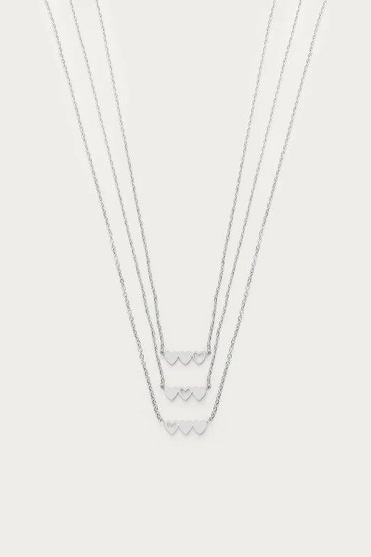MY JEWELLERY Ketting Set Drie Hartjes - Zilver