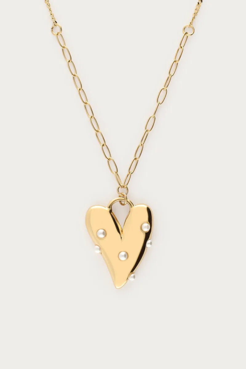 MY JEWELLERY Ketting Groot Hart & Imitatieparels - Goud