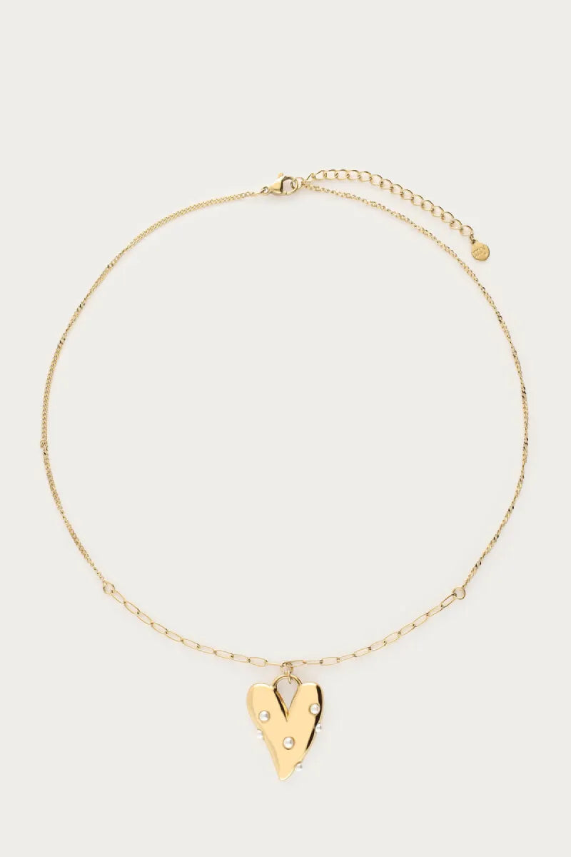 MY JEWELLERY Ketting Groot Hart & Imitatieparels - Goud