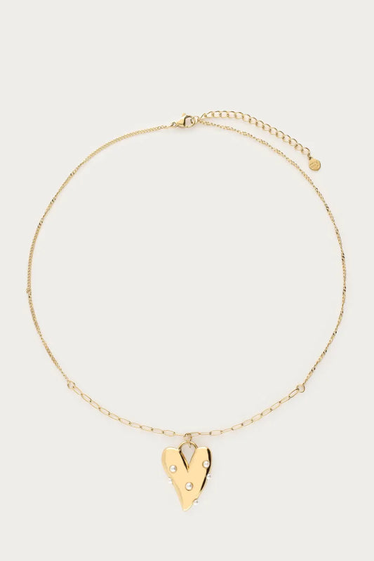 MY JEWELLERY Ketting Groot Hart & Imitatieparels - Goud