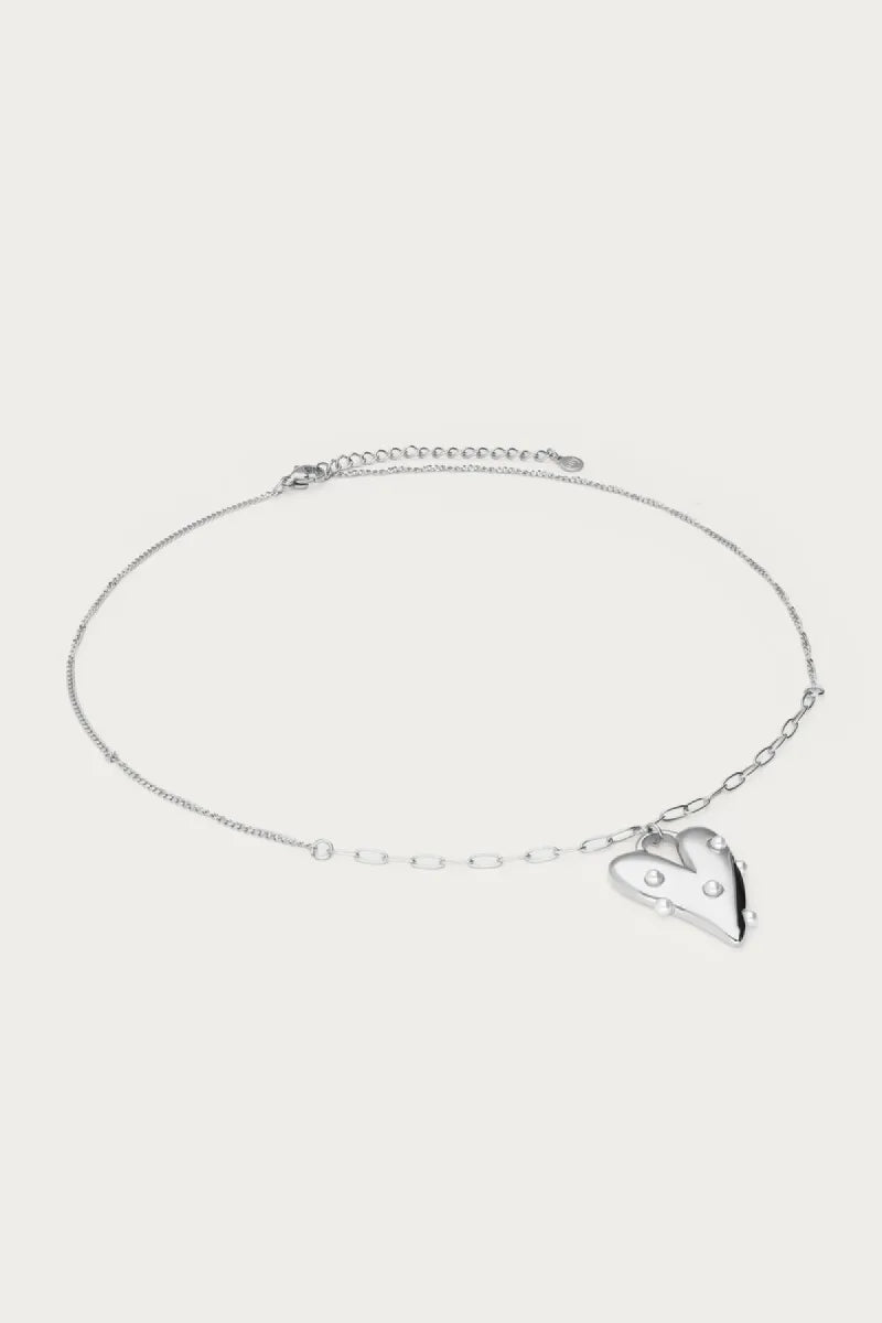 MY JEWELLERY Ketting Groot Hart & Imitatieparels - Zilver